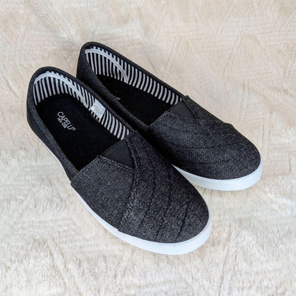Capelli of New York Black Flats Super Comfort And Support